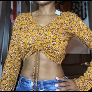 Wild Fable Gold Floral Crop Top